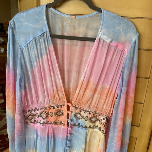 Free People Summer of Love Kimono maxi dress xs - Picture 7 of 14